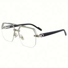 1件/2件/3件/5件男士时尚太阳镜2024新款复古个性简约高端双桥多边形半框太阳镜金属铰链，适合驾驶、日常外出、派对、海滩、百搭 - 黑色 - 查看 6