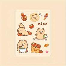 4 件可爱卡通水豚 PET 防水手帘贴纸，适用于 DIY 装饰、水杯、电脑、手机壳、书籍装饰、最受欢迎贴纸、学校用品。 - 淺棕色 - 查看 6