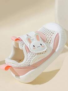 一雙卡通設計網狀PU鉤環平底休閒運動鞋，適合春夏季嬰幼兒穿著。 - 粉色 - 查看 2
