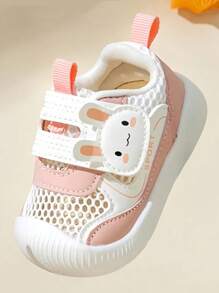 一雙卡通設計網狀PU鉤環平底休閒運動鞋，適合春夏季嬰幼兒穿著。 - 粉色 - 查看 3