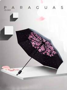 PARAGUAS DISEÑO FLORAL - Negro - Ver 1