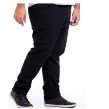 Men's Black Lycra Plus Large Twill Pants - màu đen - Xem 1