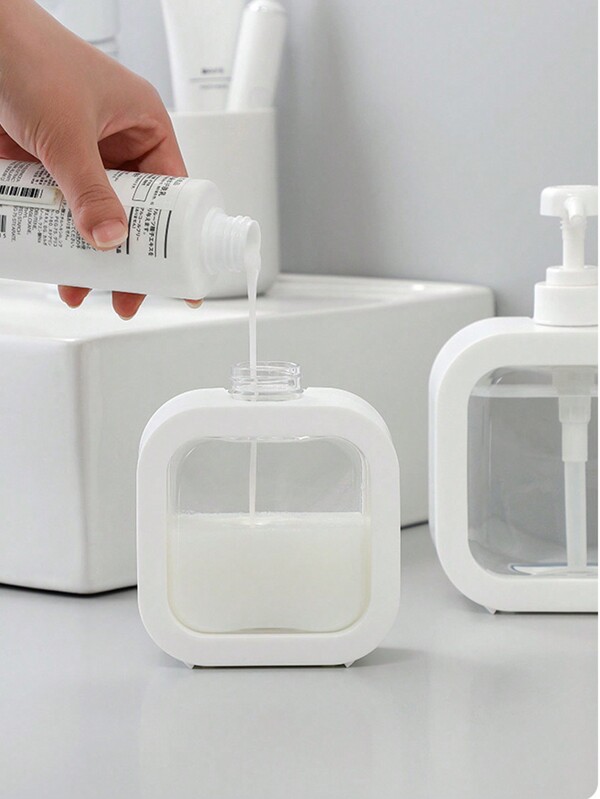 1pc Large Capacity Rectangular Liquid Soap Dispenser Bottle - Refillable Pump Bottle For Hand Wash, Body Wash, Laundry Detergent, Dish Soap, Lotion, Portable Travel Size