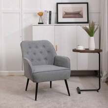 Modern Mid Century Chair Velvet  Sherpa Armchair For Living Room Bedroom Office Easy Assemble(Light Grey) Klgeivb
