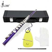 LADE Classic 16-Hole Closed-Hole Flute: Lacquered Nickel-Plated Brass, Perfect Musician's Gift - With Cleaning Kit & Leather Case