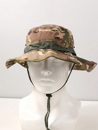 Sombrero tipo cubo de estilo militar con borde redondo y protección solar, adecuado tanto para hombres como para mujeres en excursiones de senderismo y pesca. Sombrero de sol de verano para actividades al aire libre como senderismo y pesca.