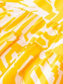 mini bala Girls' Summer Insert Sleeve Elegant Princess Style Dress - Yellow - View 8