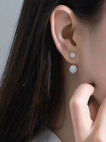 1对水晶球耳钉，派对新娘耳环，情人节配饰 - 白色 - 查看 7