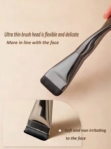 1pc Ultra-Thin Flat Foundation Brush, Spiral Face Mask Brush, Multi-Functional Makeup Tool For Confident Look, Travel Essentials - Dark Grey - View 2
