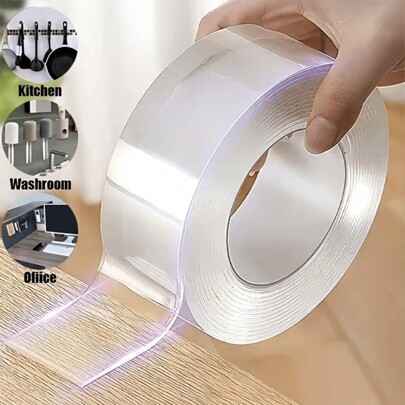 1pc/3pcs Heavy Duty Double-Sided Tapes, Reusable Traceless Strong Sticky Tape Strips, Multipurpose Removable Washable Clear Mounting Nano Tape For Paste Items In Home/Office/Car,Stickers,Wall Decal, Vinyl Decal For Home Decorations,Spring Decoration Items Refresh Your Home,Rama Decoration Stickers Gifts Birthday Graduation