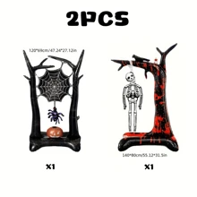 Bóng bay nhôm bơm hơi hình đầu lâu và nhện Halloween cổ điển có đế trang trí, phù hợp với nhiều loại phòng - Không cần điện, lý tưởng cho Giáng sinh, Năm mới và các lễ kỷ niệm toàn cầu, Giáng sinh - Nhiều màu - Xem 11