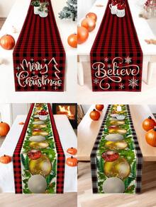 1 件，圣诞桌旗，黑白水牛格子桌布，桌面保护，家庭聚会节日装饰，圣诞礼物，家居装饰，圣诞场景装饰 - 彩色 - 查看 1