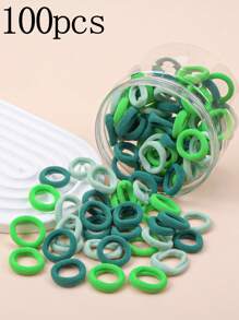 100 piezas Sujetadores de pelo elásticos altos para niños, bandas de pelo de colores de caramelo para niñas con coleta, accesorios para peinados diarios - Multicolor - Ver 15