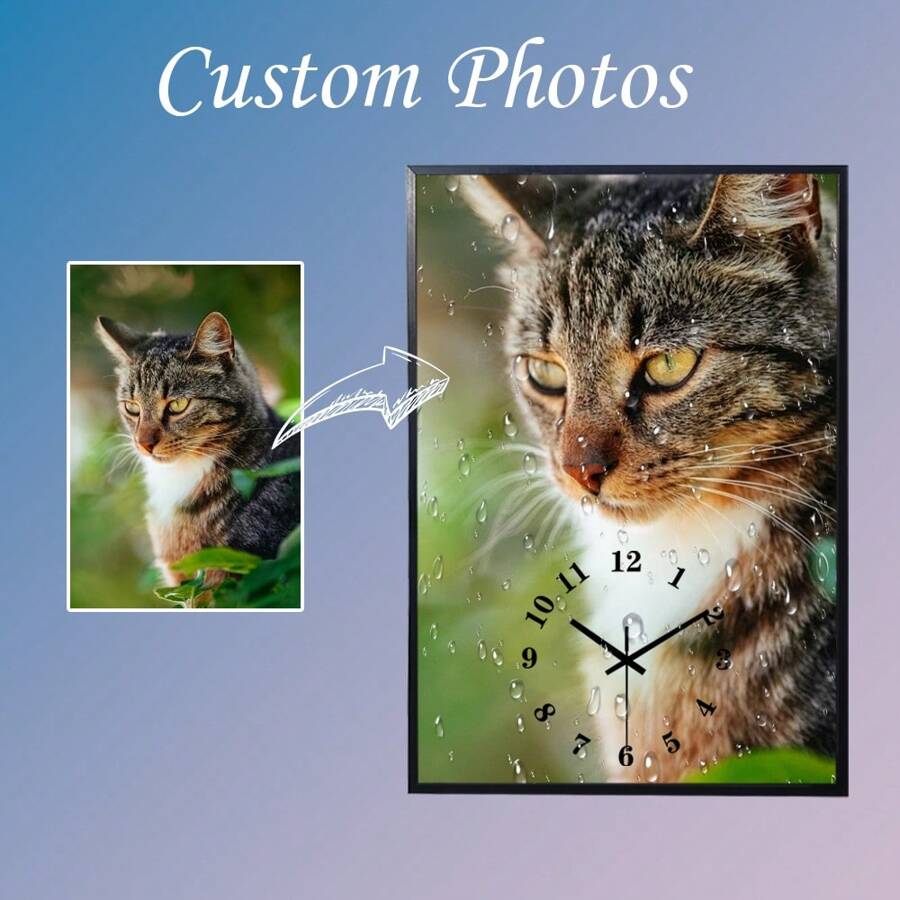 1 pieza Reloj de pared cuadrado atenuado con marco de aleación de aluminio personalizado, personalice su foto, regalo para familia, parejas y mascotas - Multicolor - Ver 1