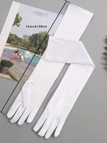 1 Pair Of Bridal Wedding Long Gloves, White Elbow-Length Wedding Gloves, Bridesmaid Wedding Arm Decoration, Romantic And Elegant Photography Dress Props, Ladies Wedding Lawn Wedding Decoration, Festival Performance, Banquet, Wedding Dance, Etc. Fall Clothes For Women - Multicolor - View 2