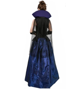 Adult Women Vampire Costume Party Dress Cosplay Performance Outfit For Halloween - Blue - View 3