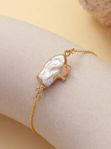 1pc Adjustable 925 Sterling Silver Cultured Freshwater Pearl Bracelet, Suitable For Daily Wear, Vacation, Date, Engagement