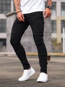 Men Solid Skinny Jeans For Dailywear - màu đen - Xem 6