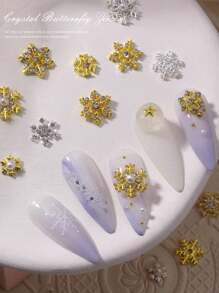 30 Cái Bùa Làm Móng Giáng Sinh Hợp Kim Bạc Móng Tay Nghệ Thuật Bùa Quyến Rũ Bạc Móng Tay Thạch Anh Thiết Kế Quà Giáng Đá Quý Cho Móng Tay Acrylic Nguồn Cung Cấp Zirconia Sáng Bóng Thạch Anh Móng Tay Bông Tuyết Cho Phụ Nữ DIY Trang Trí Móng Tay Ngày Lễ - Bạc - Xem 6