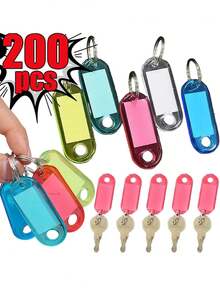 10-50 piezas/Lote Etiquetas de plástico resistente para llaves con anillo dividido y ventana para etiqueta para hacer llaveros DIY, etiquetas numeradas para equipaje y maletas - Multicolor - Ver 11