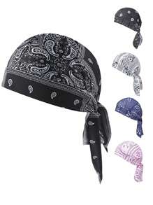 1 Peça de Bandana Elástica de Tecido/Estampa de Piratas, Design Aleatório Devido ao Corte, Adequada para Ciclismo, Esportes, Unissex
