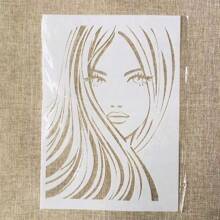 1pc Plastic A4 Size Long Hair Girl Template For Drawing - White - View 5