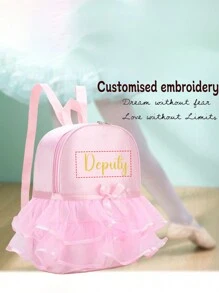 Customizable Personalized Backpack, Embroidered Craftsmanship, Ballet Dance Bag, Women's Storage Bag, Dance Backpack, Pink, Modern Style - Pink - View 6