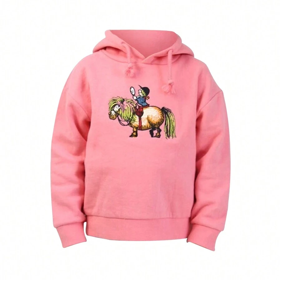 Hy Childrens/Kids Thelwell Collection Badge Drawstring Hoodie (Pink) - Pink - View 1