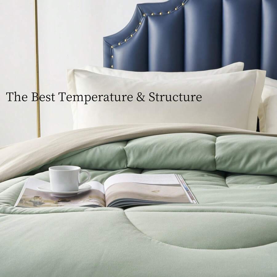 1pc Quilted Plush Reversible Bedding Set, Double Bed Size, Black And