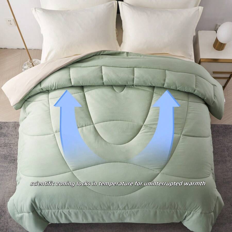 1pc Quilted Plush Reversible Bedding Set, Double Bed Size, Black And