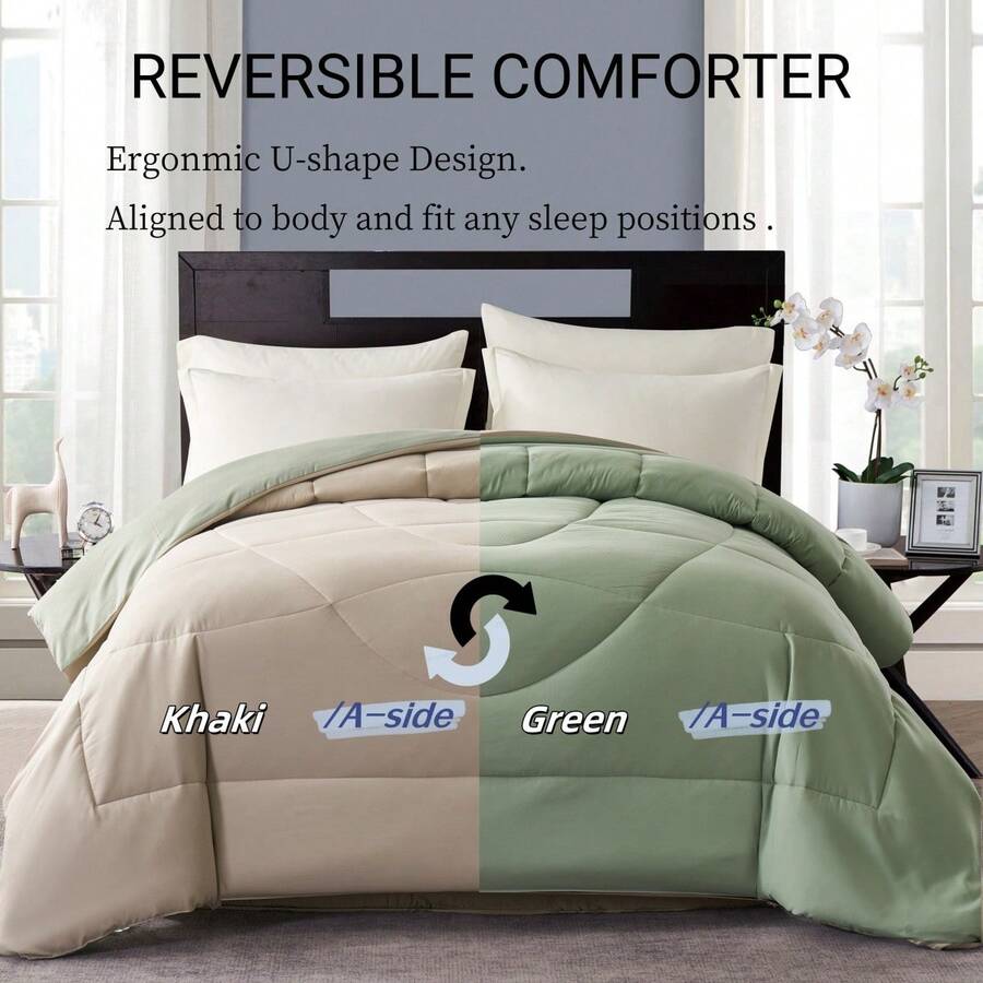 1pc Quilted Plush Reversible Bedding Set, Double Bed Size, Black And