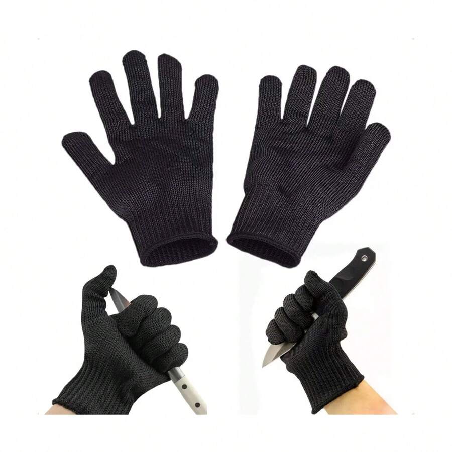 Par Guantes Proteccion Anticorte Hilo Acero Inoxidable, 1 Par De Guantes Resistentes A Cortes De Malla De Acero Inoxidable, Guante De Malla Metálica Para Carnicero, Para Cortar Carne, Procesamiento De Alimentos, Afilar Cuchillos, Descascarar Ostras - Negro - Ver 1