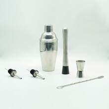 WILD DEER Bộ Bình Lắc Cocktail, 5 Bộ Pha Chế Rượu Cao Cấp Kèm Bình Lắc Và Muỗng Trộn, Cần Thiết Để Chế Tạo Đồ Uống Hoàn Hảo - Bạc - Xem 1