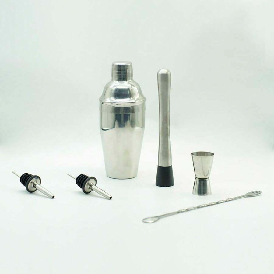 WILD DEER Bộ Bình Lắc Cocktail, 5 Bộ Pha Chế Rượu Cao Cấp Kèm Bình Lắc Và Muỗng Trộn, Cần Thiết Để Chế Tạo Đồ Uống Hoàn Hảo - Bạc - Xem 1