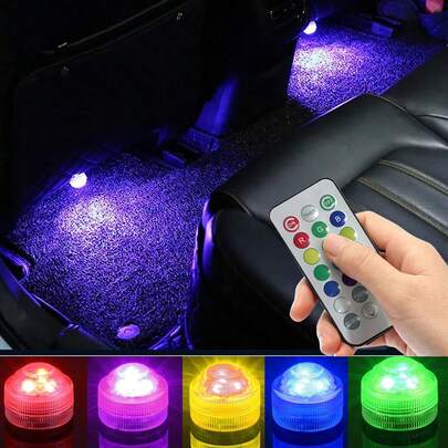 迷你旋钮遥控水下灯，LED RGB变色防水蜡烛灯，适用于汽车、泳池、池塘、花瓶、浴缸、水族馆、喷泉和其他水景