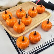 12pcs Artificial Mini Pumpkins For Halloween Pumpkin Wreath Decorations - Yellow - View 3