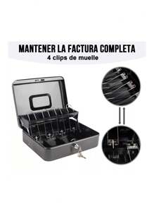 Caja para Dinero, Caja de Seguridad para Dinero, Caja de Efectivo Grande, Caja Registradora, Caja con Candado de Seguridad, para Guardar Dinero, Joyas, Documentos, Relojes, etc - Negro - Ver 3