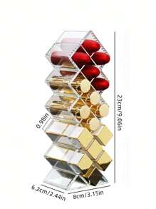 1pc Lipstick Storage Box, Transparent Cosmetic Organizer With 16 Slots, Countertop Vanity And Desk Organizer, Gift For Mother, Classmates, Teachers, Women And Girls - Clear - View 2