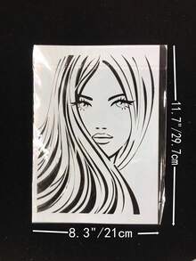 1pc Plastic A4 Size Long Hair Girl Template For Drawing - White - View 3