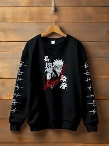 Moletom Crew Neck Print  Vila Renegada Pain Anime - 黑色 - 查看 1