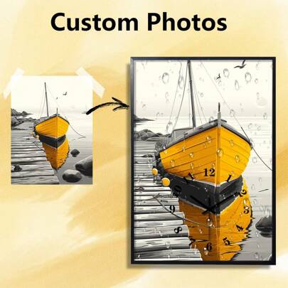 1 PC Personalized Square Muted Wall Clock,Customized Your Photo On A Aluminum Alloy Framed Wall Clock,Gift For Family,Lovers And Pets Gifts Birthday Graduation