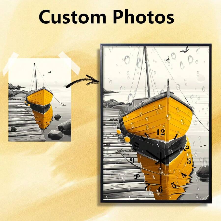 1 PC Personalized Square Muted Wall Clock,Customized Your Photo On A Aluminum Alloy Framed Wall Clock,Gift For Family,Lovers And Pets Gifts Birthday Graduation - Multicolor - View 1