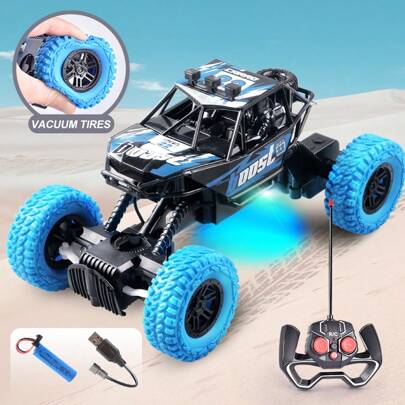 1pc Kids Off-Road Remote Control Car, High Speed Racing 4-Channel With Lights & Rechargeable, Outdoor Climbing Toy