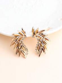 水鑽裝飾耳釘 - 金黃色 - 查看 10