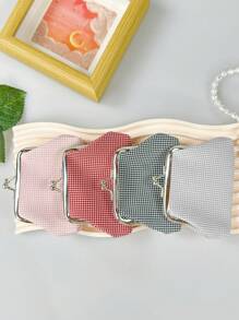 按扣开合的布质格子零钱包 - 格子 - 查看 10