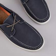 Herren Marine Blau Lässig Weich Kork Komfort Einlegesohle Texturierte Schnürschuhe für Bootsfahrten - marineblau - Übersicht 4