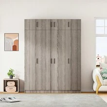 4-Door Wardrobe With 1 Drawer And Top Cabinet , Gray - Grey - View 3