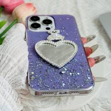 1pc Pink Starry Glitter Rhinestone Teddy Bear Heart Design Phone Case Compatible With IPhone 15 Pro Max, 14 Pro Max, 13 Pro Max, 12 Pro Max, 11 Pro Max, XS Max, Compatible With Samsung S23, S22, S21, Compatible With OPPO A54, Compatible With Vivo Y21, Compatible With Redmi Note 9, Compatible With Huawei P50,International Version, Not The Domestic Version - Pink - View 6