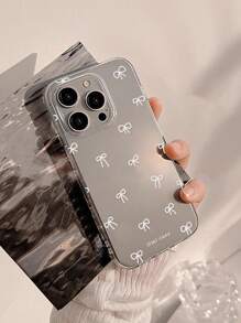 Apple 1pc White Bow Decor Phone Case Compatible With IPhone Waterproof Shockproof Anti-Fall Scratch Resistant - Multicolor - View 2