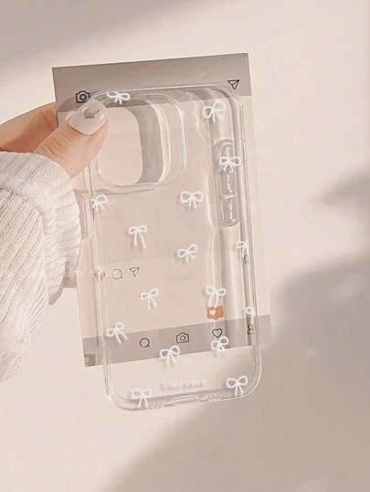 苹果 1 件白色蝴蝶结装饰手机壳 适用于 防水防震防摔防刮